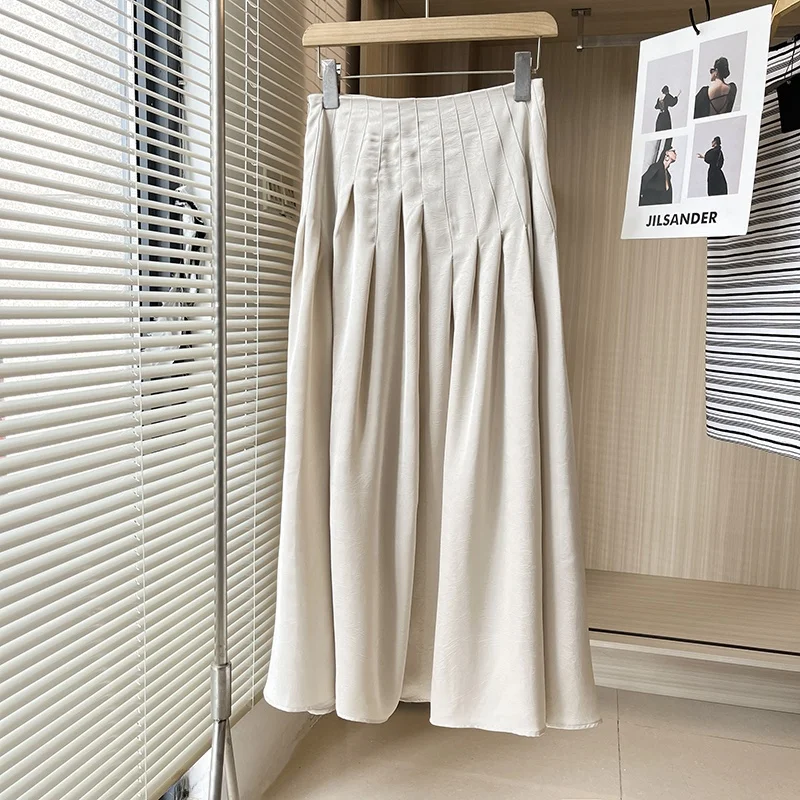 Gonna longuette a vita alta chic tono freddo da donna A-Line f-lunghezza modello bicolore per pendolari Collezione primavera estate