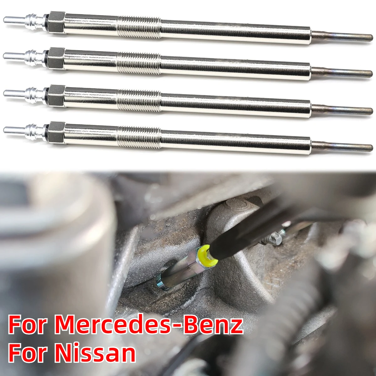 

4Pcs Diesel Heater Nickel Plating Glow Plugs 4.5V Replacement Parts For Nissan Pathfinder R51 NV300 X82 Benz C-Class W205 S205