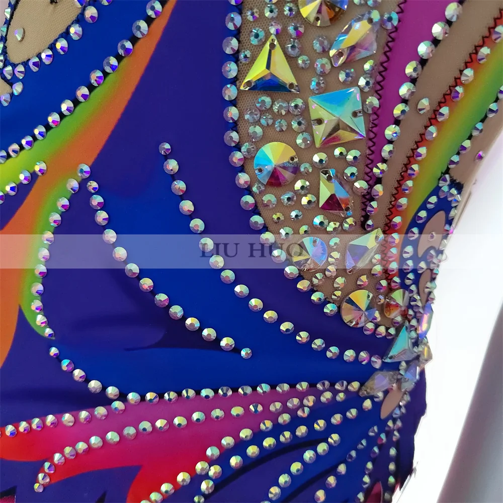 LIUHUO 리듬 체조 레오타드 사용자 정의 여성 소녀 십대 의상 성능 경쟁 스케이트 복장 민소매 점프 슈트