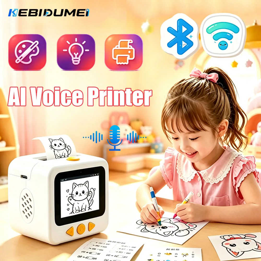 kebidumei-ai音声サーマルプリンター-ミニポータブルbluetoothステッカーフォトプリンター-子供向けdiyアートトイ-クリエイティブギフト