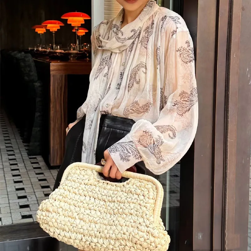 

Straw Purse For Women Cloud Dumpling Pouch Straw Crossbody Shoulder Handbag Summer Beach Woven Bag