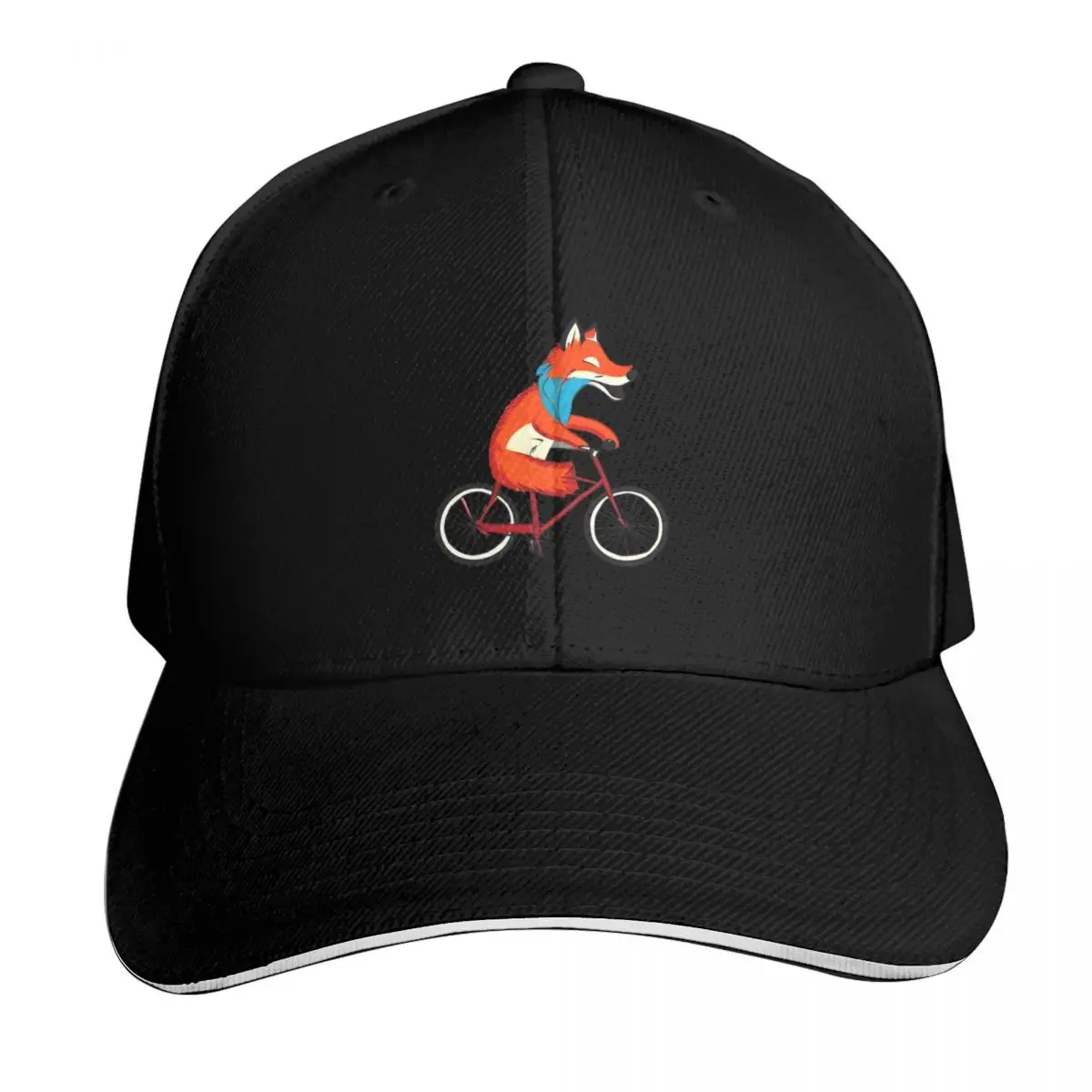 Funny fox on bike Baseball Cap Luxury Brand sun caps fishing caps man Golf Hat Boy Women's