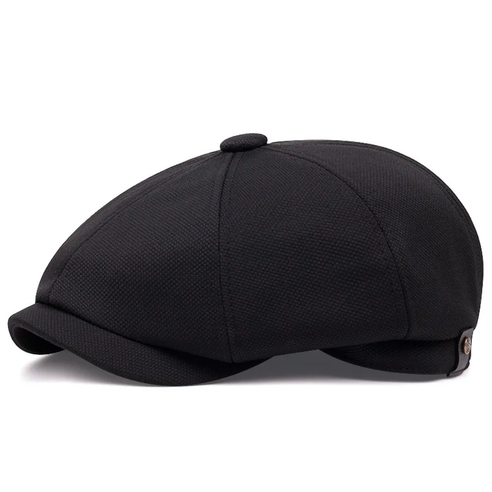Lightweight Patchwork Newsboy Cap Multi-Panel Stitching Breathable Fabric Colorblock Flat Hat Side Metal Snap Button