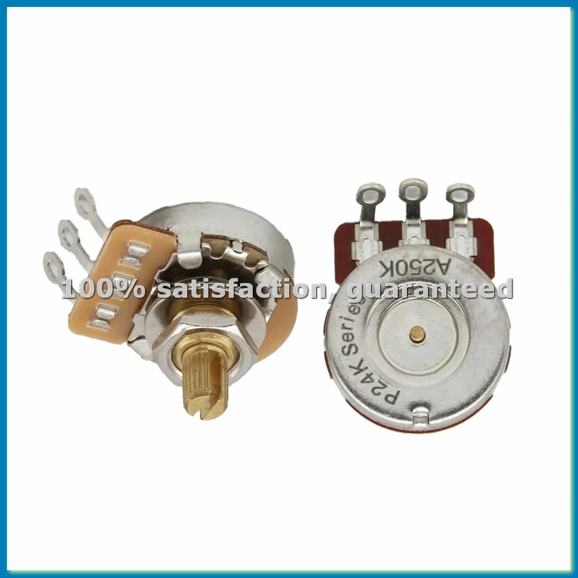 

2 шт. гитарных потенциометров - 250K, варианты с коротким валом, тонкий латунный вал с 24 шлицами, идеально подходят для кастомизации гитар 250K-ABFB