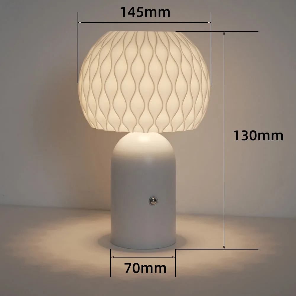 Mushroom Table Lamp LED Bedside Lamp 3 Colors Dimming Touch Wireless Charging Night Light for Restaurant Bedroom Decorative Lamp