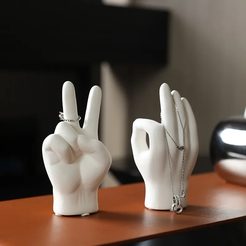 

Креативный минималистичный керамический маленький орнамент на палец и ладони, стильная стойка для хранения колец, стойка для ювелирных изделий, мягкое украшение, лучший подарок
