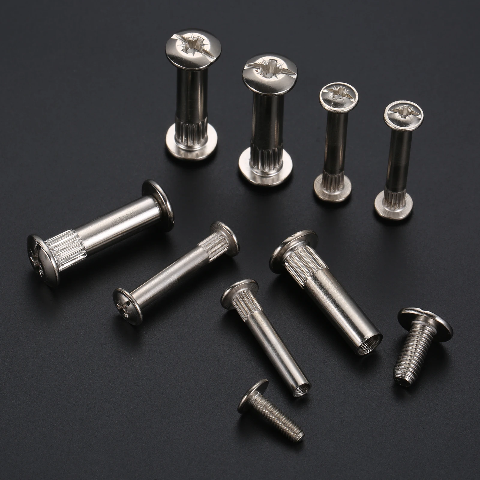 50Pcs 5/8mm Furniture Wardrobe Butt Screws Snap Splint Nut Cross Tap Stud Childrens Bed Kitchen Cabinet Assembly Connector Rivet