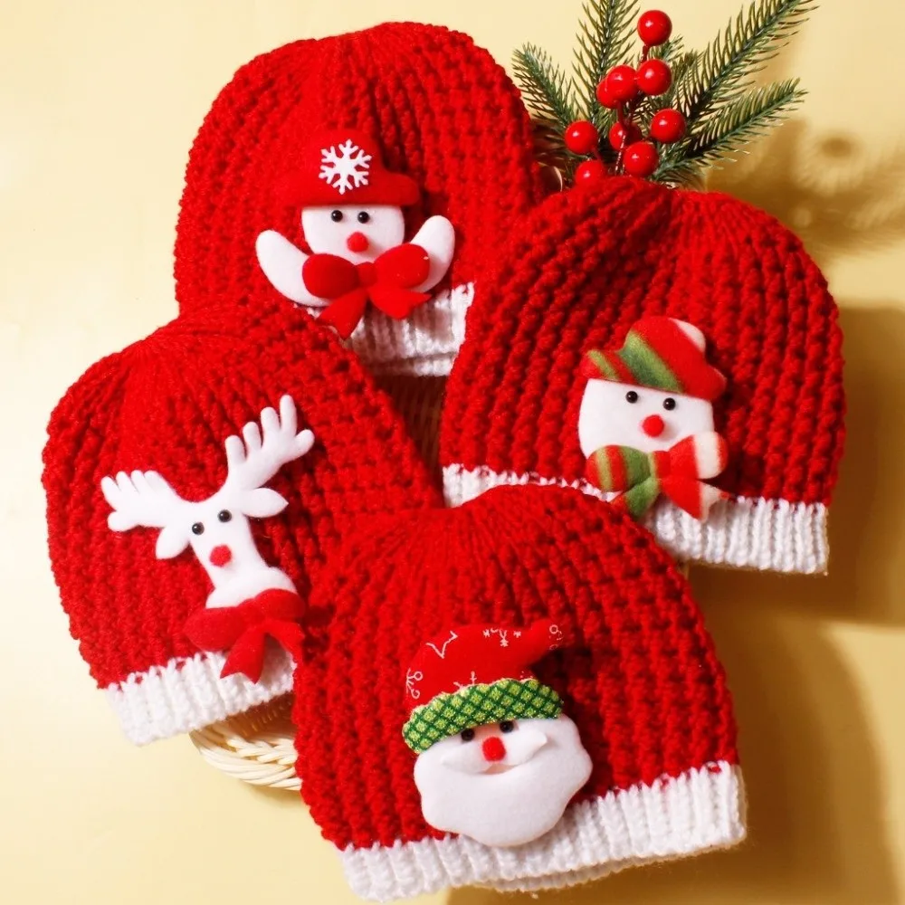

New Warm Christmas Hat Windproof Coldproof Pullover Cap Knitted Hat Baby