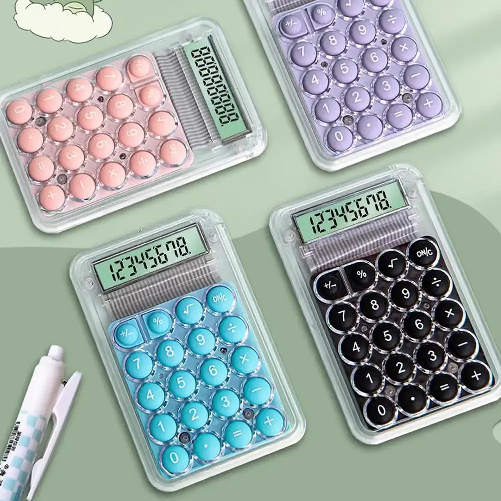 آلة حاسبة صغيرة شفافة بلون الحلوى آلة حاسبة محمولة 8 أرقام LCD الإلكترونية آلة حاسبة للمنزل والمكتب القرطاسية المدرسية #5