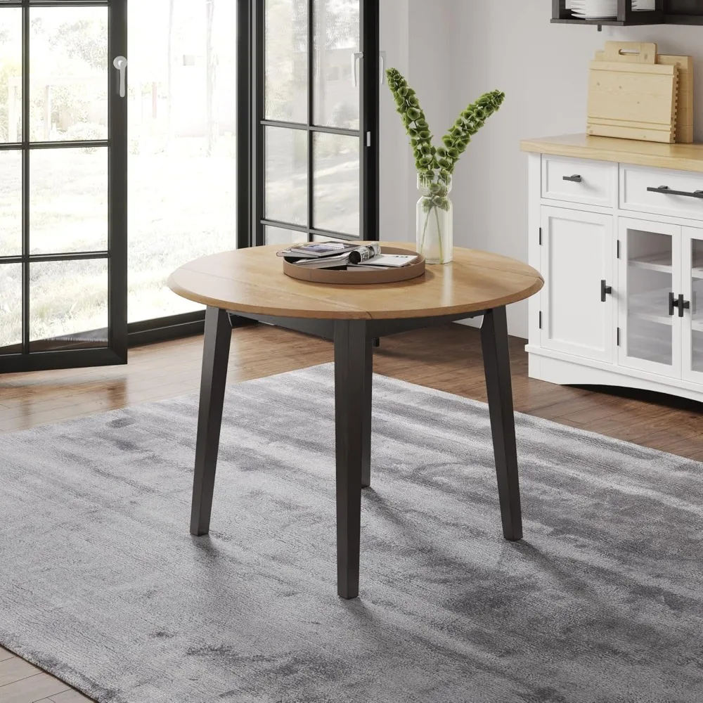 Design by Ashley Gesthaven Contemporary Dining Drop Leaf Table with 4 Legs, Light Brown & Dark Brown