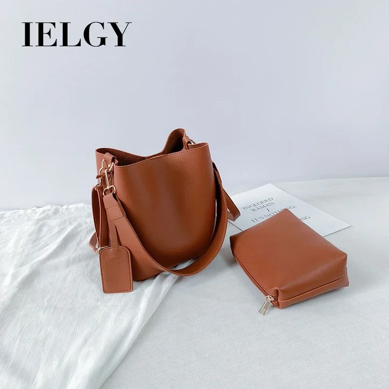 IELGY Shoulder Bag Bucket shape Crossbody bag for women fashion capacity: can put case iPhone 12 pro max