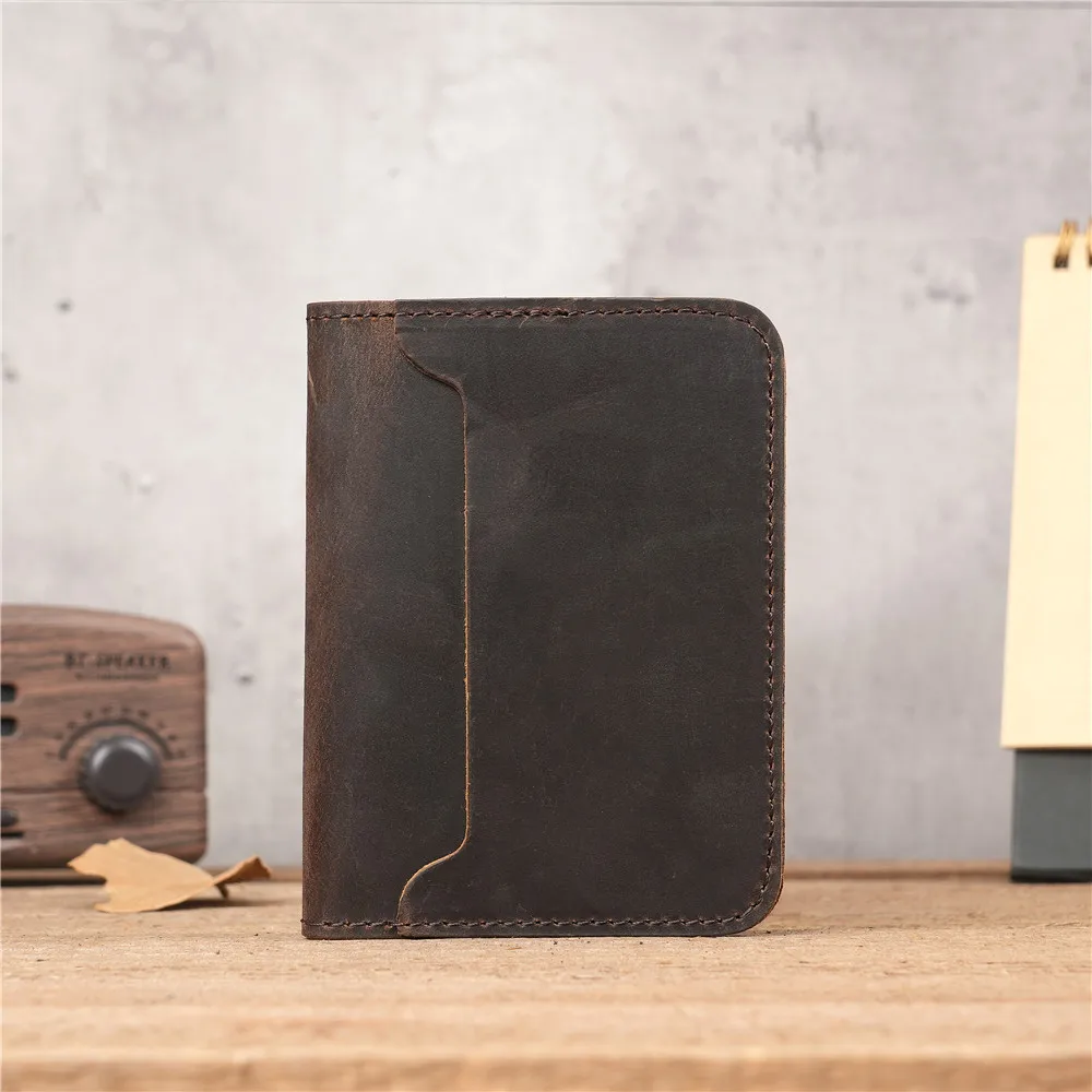 Vintege Genuine Leather Men's Small Wallet Short Minimalist Wallet Fashionable Ultra-Thin Credit Card Bag Coin Wallet ﻿