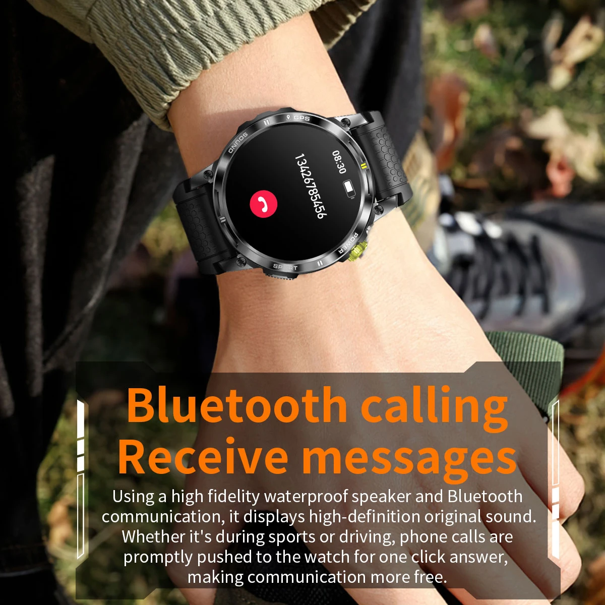 TJXL-SENBONO NX18PRO AMOLED Smartwatch GPS Outdoor-Sportuhr BT Anruf Kompass 400 mAh Großer Akku IP68 Wasserdicht GPS Smart W