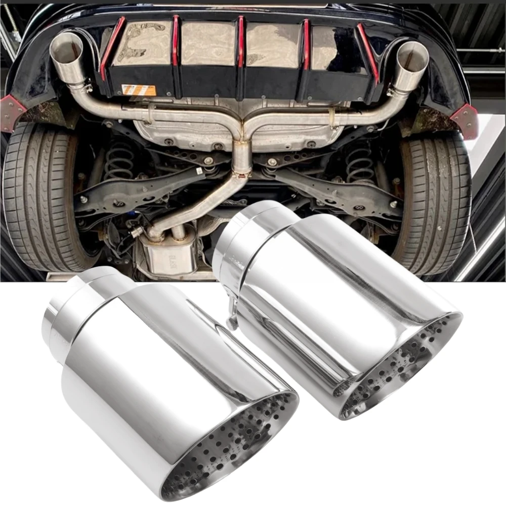 1 Stück Auto-Auspuff-Endrohr aus Hochglanz-Edelstahl mit Geradem Schweißkanten-Design und Glänzender Schalldämpferspitze