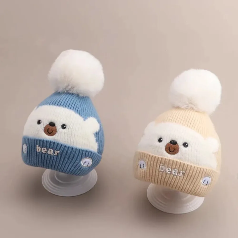 

New Thickened Bonnet Caps Plush Knitted Ear Protection Cap Winter Warm Newborn Pullover Hat Autumn Winter