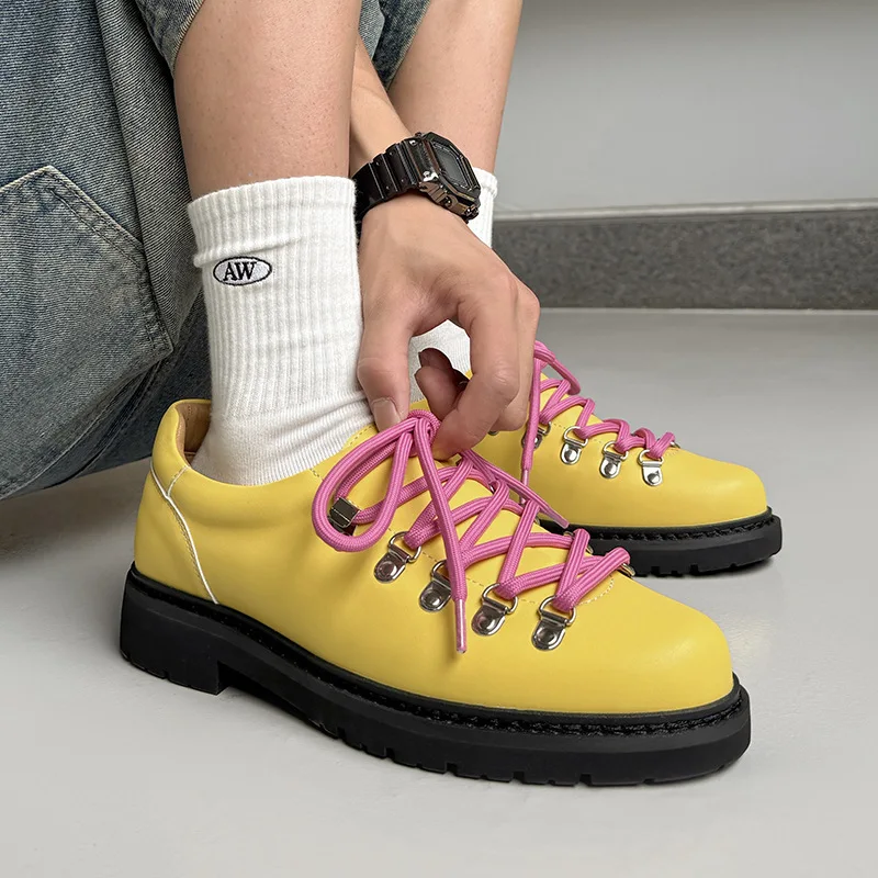 Designer Men's Shoes Trendy Casual Leather Shoes British Comfort Derby Shoes for Men New Lace Up Formal Shoe Sapatos Masculinos
