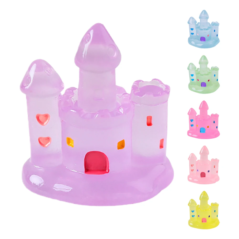 6 Stück Harz Fee Garten Statue Schloss Dekor Mini Landschaft DIY Harz Blumentopf Dekoration Blumentopf Märchenhaus