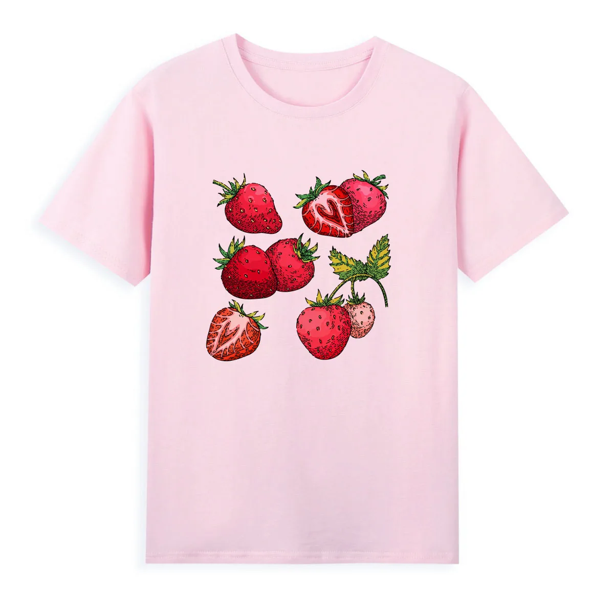 

Strawberry Series Sweet T-shirt Original Brand Clothing Summer Short Sleeve tee Top Oversized tshirt A0164