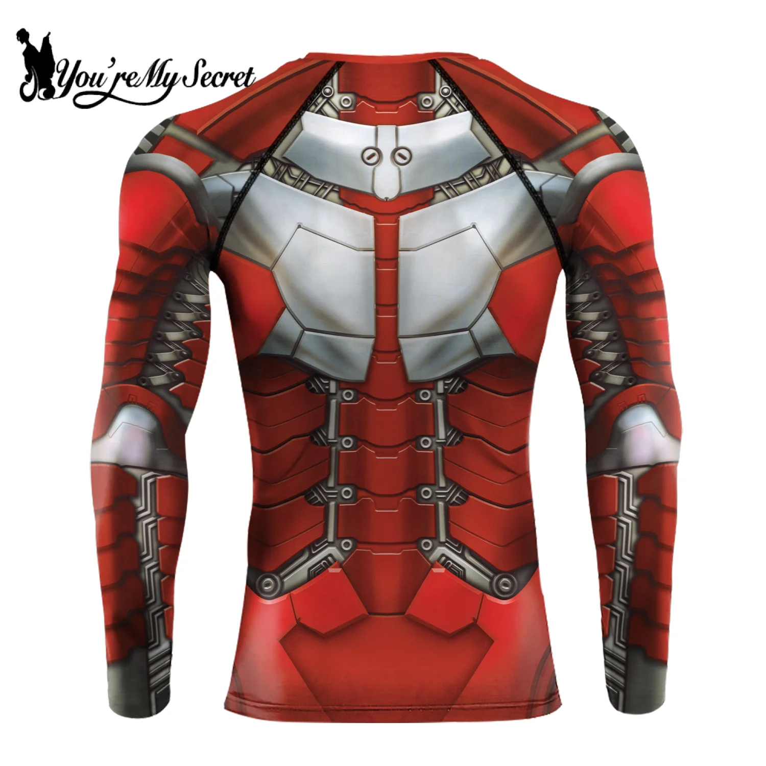 [You\'re My Secret] Men\'s Compression Shirt Cosplay Superhero Long Sleeve Workout Costume Men\'s Running Gym Fitness Tops Summer