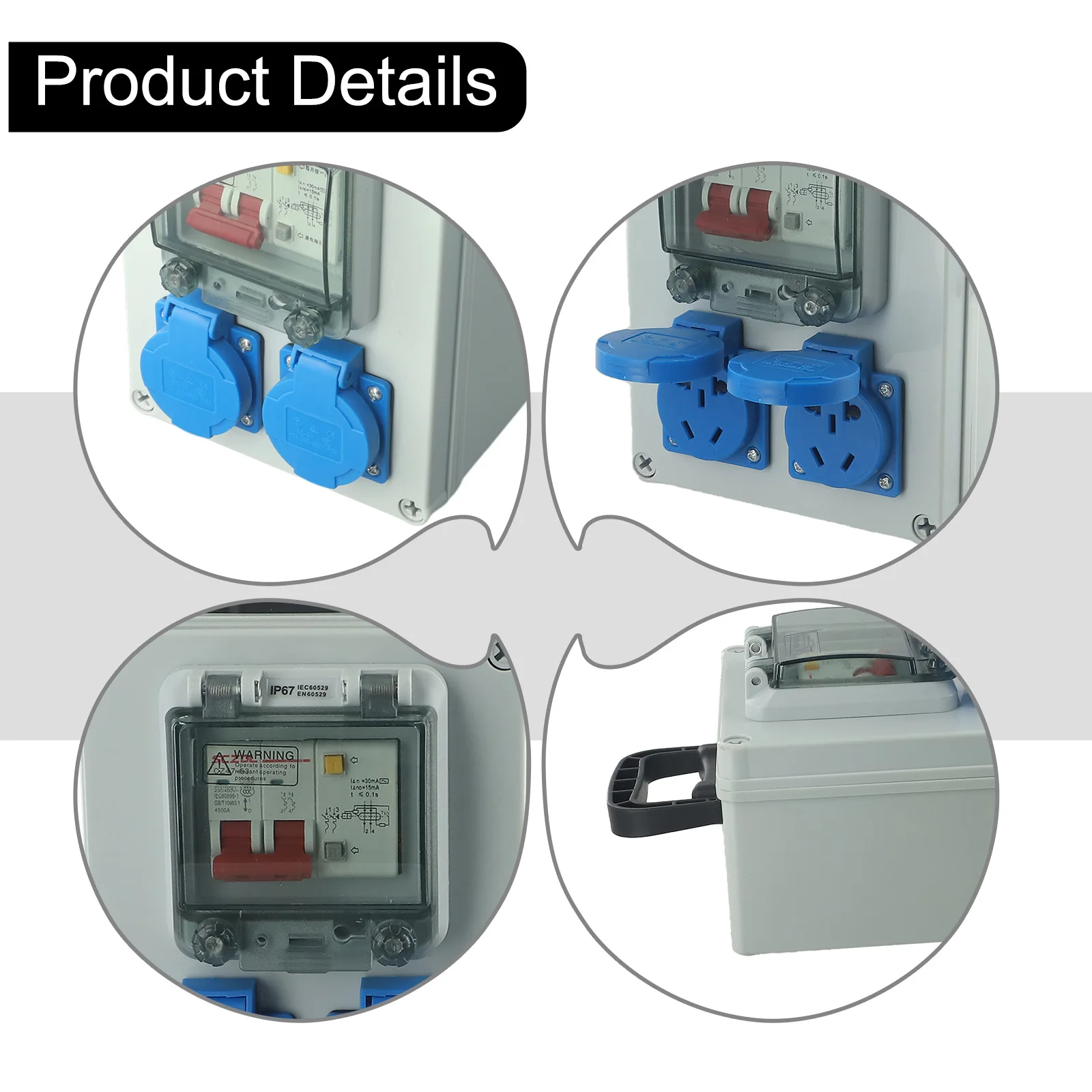 Construction Power Distributor Wall Power Distributor 10A 250V 2P with Switch Suitable for Circuit Breaker Connection and Safety
