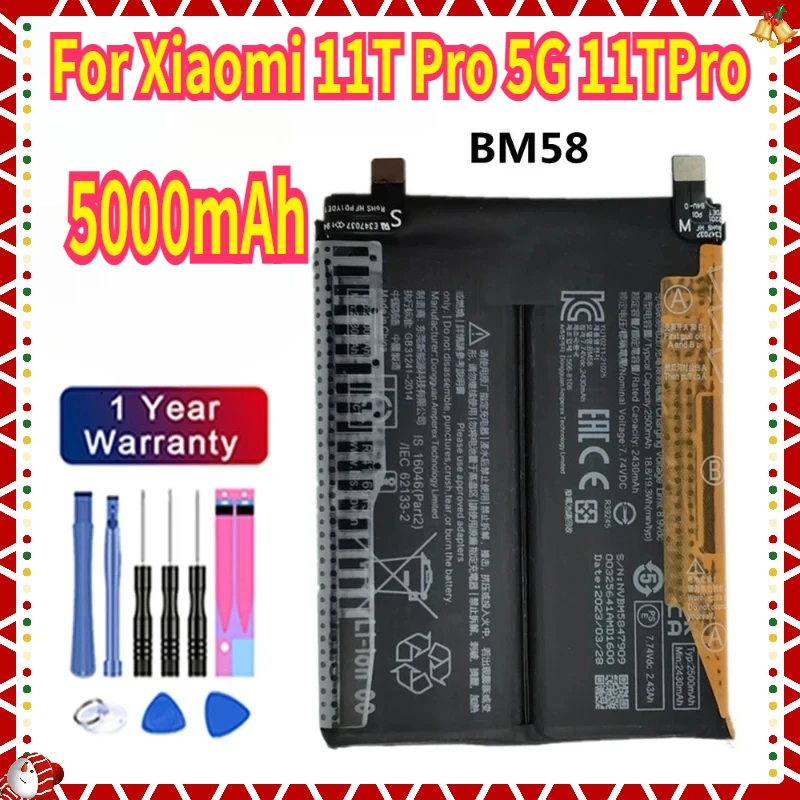 Battery For Xiaomi 11T Pro 5G 11TPro BM58 Phone Battery 5000mAh Replacement Batteries In Stock Mobile Phone Batteries