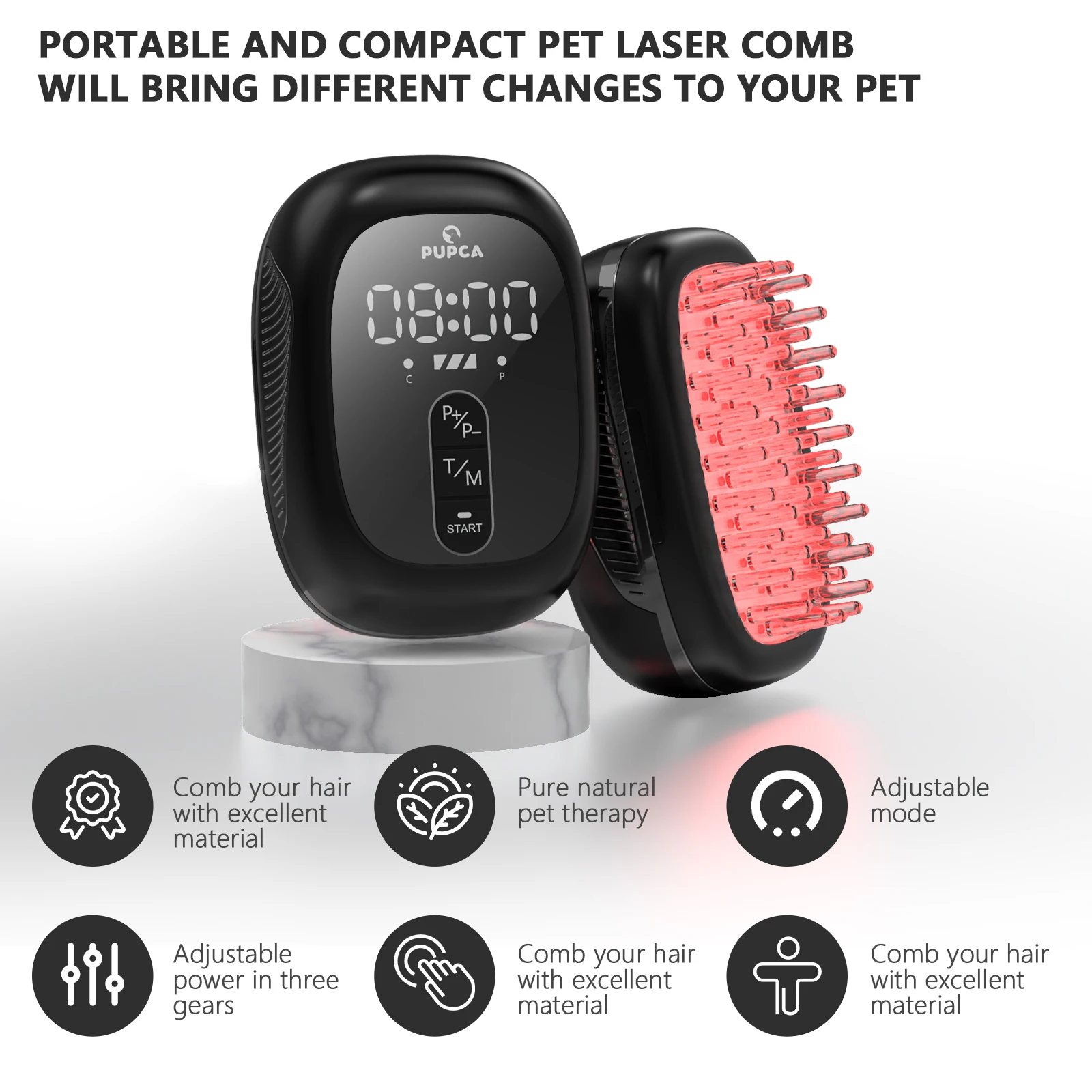 PUPCA  Pet Laser Therapy Combs 8*650nm Laser Diodes Red LightTherapy Vet Device for Pain Relief Bone and Joint Treat&Skin Care