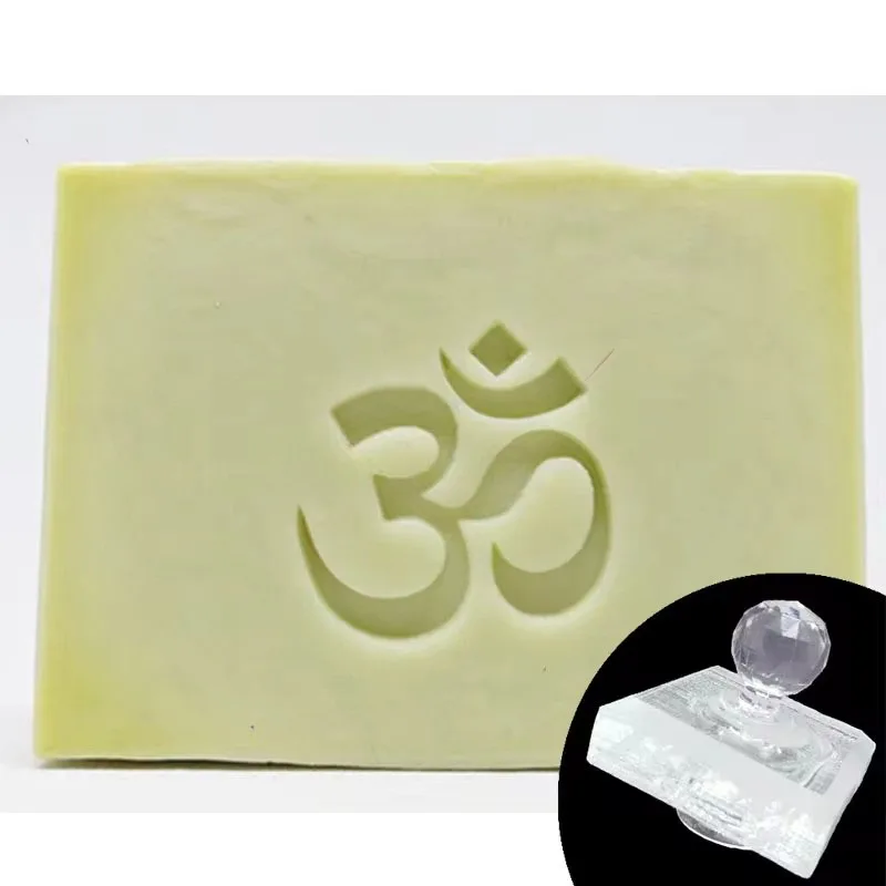 OM Symbol Soap Stamp Acrylic Handmade Personalized Natural Transparent Custom Stamps For Making Soap Chapter With Handle Z0603OM