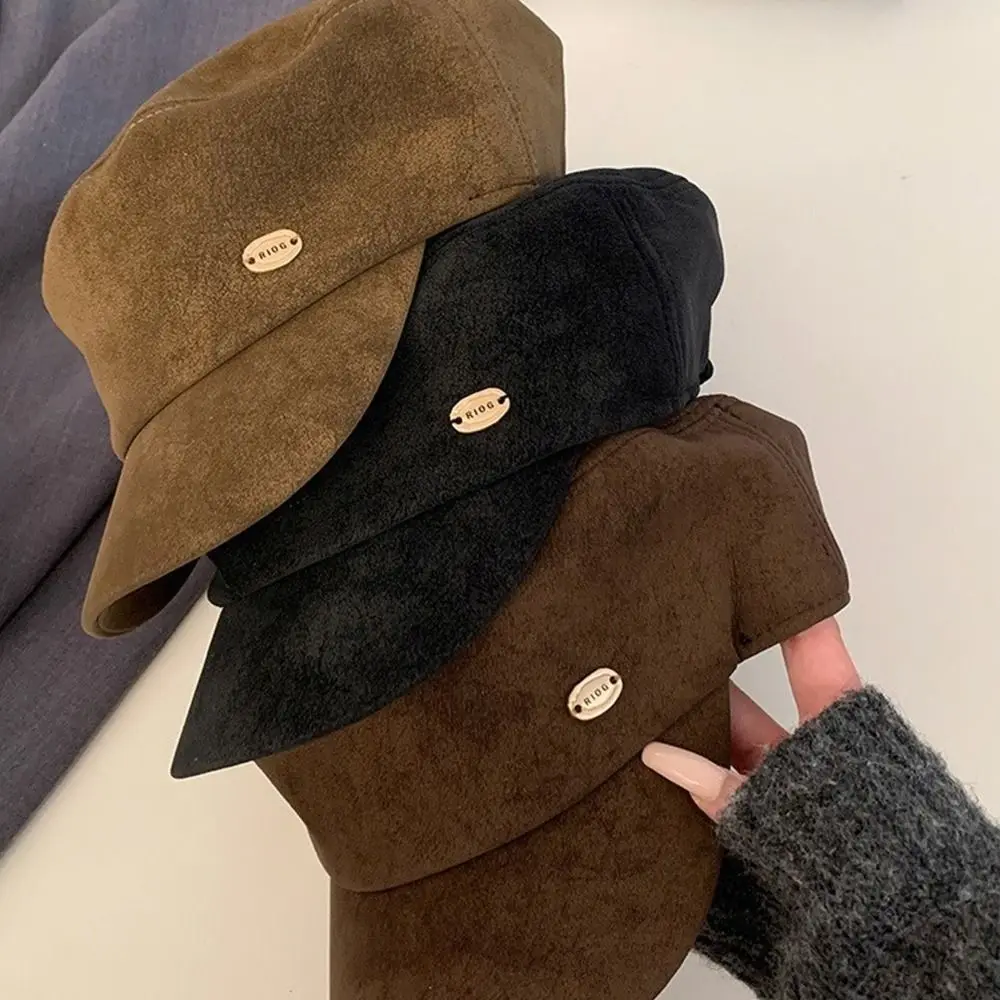 الكورية خمر الجلد المدبوغ قبعة مسطحة حافة Y2k الرسام القبعات تنوعا الفنان قبعة قبعة المرأة