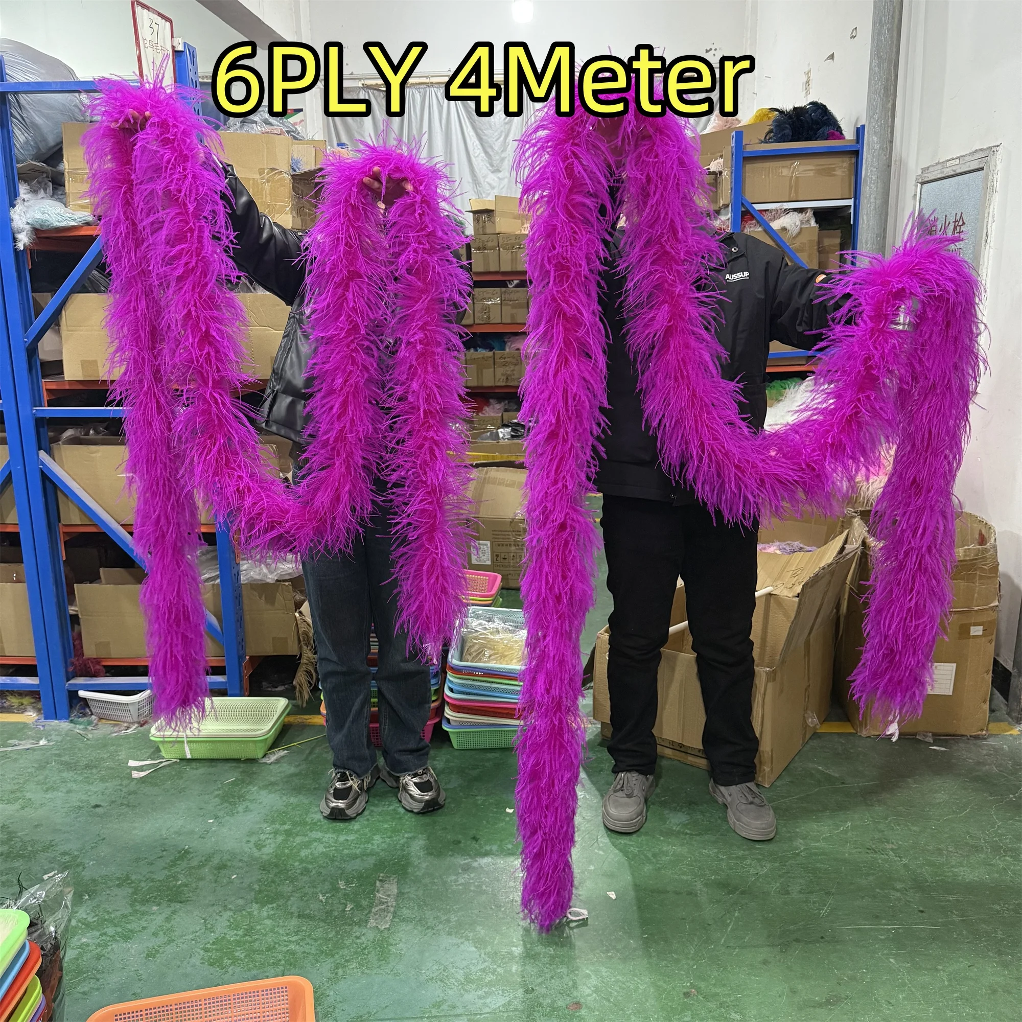 4Meter Long High Quality Ostrich Feather Boa 2 6 10 15 35Ply Thick Plumas for Fashion Show Decoration Shawl Feather Crafts Scarf