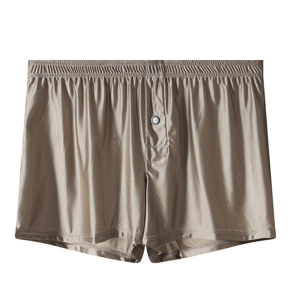 1pc Men Ice Silk Satin Boxer Short Low Rise Boxers Solid Color Underpants Breathable Smooth Panties Comfortable Underwear