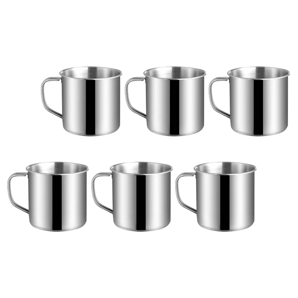 

6 Pcs Children's Stainless Steel Water Cup Coffee Mugs with Handle Cups Outdoor Western Kids