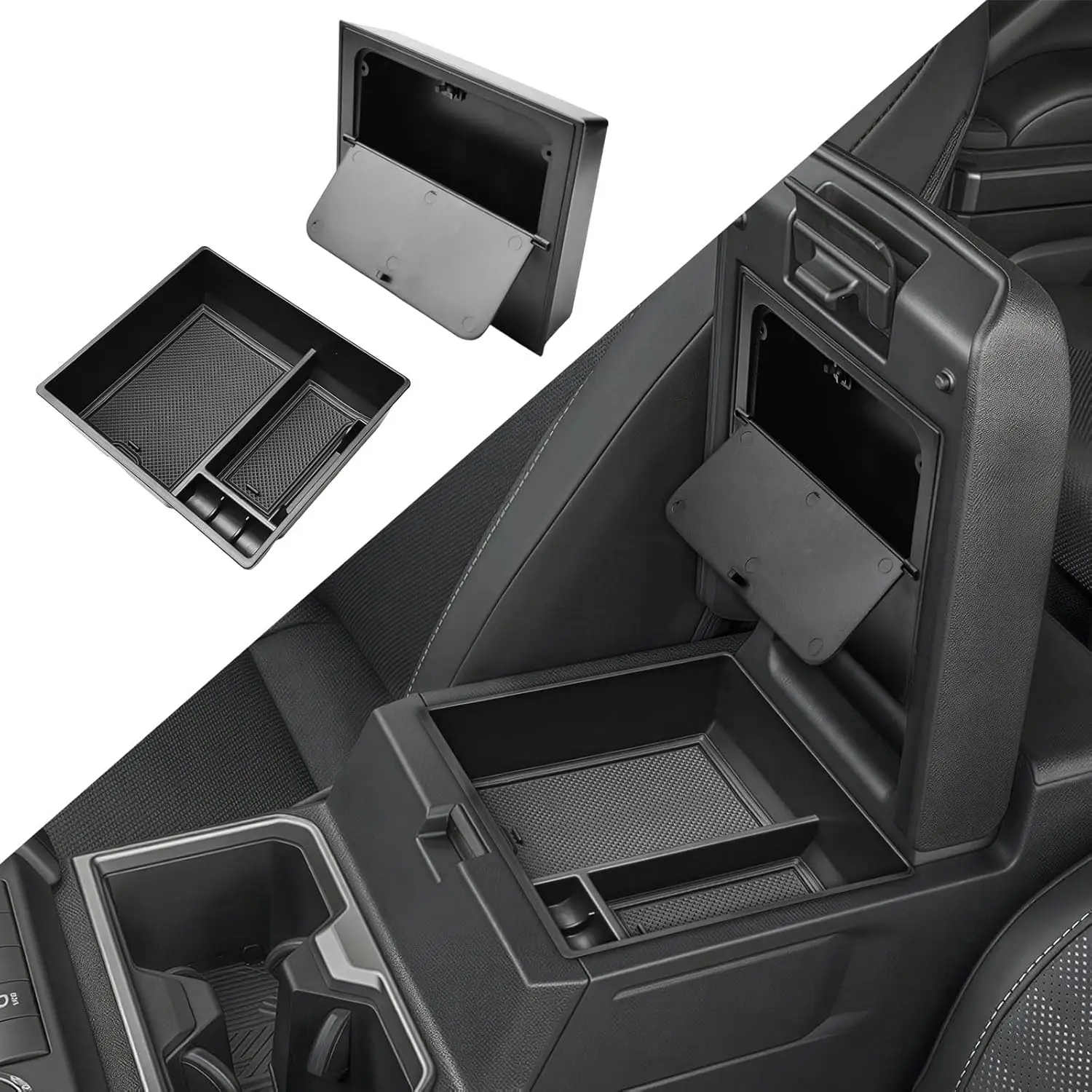2PCS Center Console Organizer for 2025 2026 Toyota 4Runner (6th Gen)  Armrest Hidden Storage Box Tray Interior Secret Storage