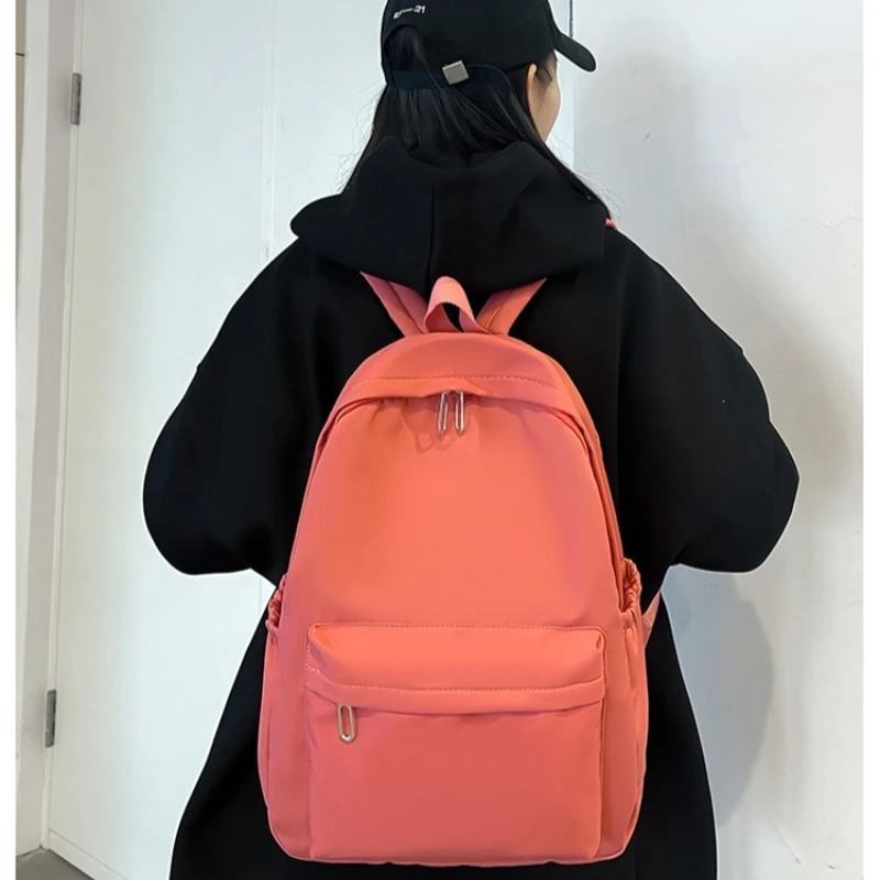 حقيبة ظهر النسخة الكورية حقيبة سفر ذات سعة كبيرة بلون سادة حقيبة مدرسية لطلاب المدارس الثانوية والثانوية حقيبة ظهر متخصصة