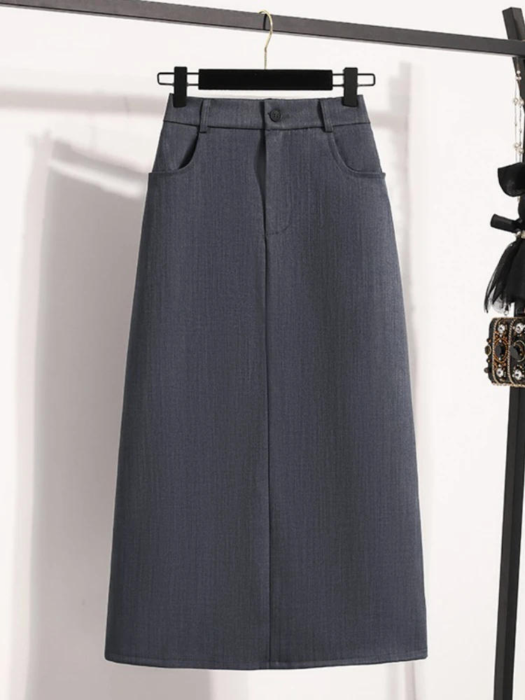 Suit Half-body Skirt Women's Large Size Autumn New Fashion Elegant Commuting Medium-length Package Hip Skirts Loose A-line Skirt image 2