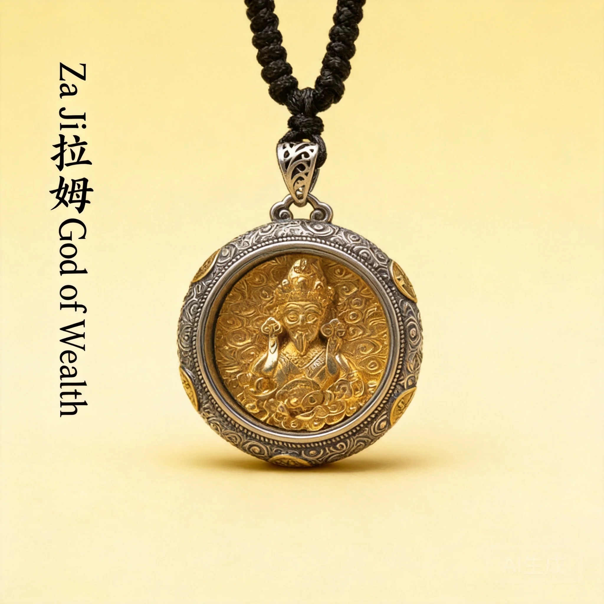 S925 Sterling Silver Tibetan Jambhala Wealth God Gau Box Pendant Auspicious Cloud Engraved Blessing Good Luck Fortune Amulet Jew