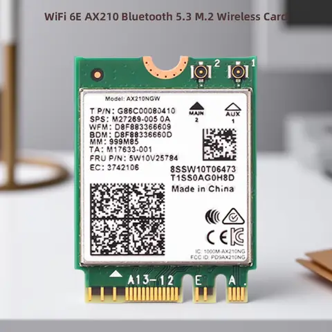 WiFi 6E AX210 Bluetooth 5.3 M.2 Wireless Card For Intel AX210NGW 2.4Ghz 5Ghz 6Ghz 5374Mbps 802.11ax For Laptop PC Win 10 11