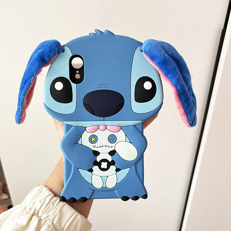 3D Cute Stitch Ear Cartoon Case For OPPO Reno 12 10 11 Pro 7 8 5 6 11F 8T 4G 5G Find X3 X5 Lite DIY TPU Phone Case Cover