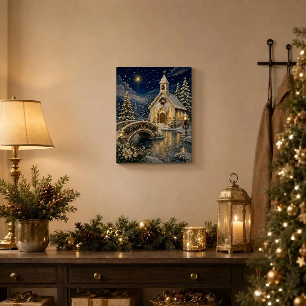 Fun DIY Christmas Pearl Diamond Painting Kit Christmas Church 30*40cm Christmas Decorations Kit Pearl Art Kits Wall Decor