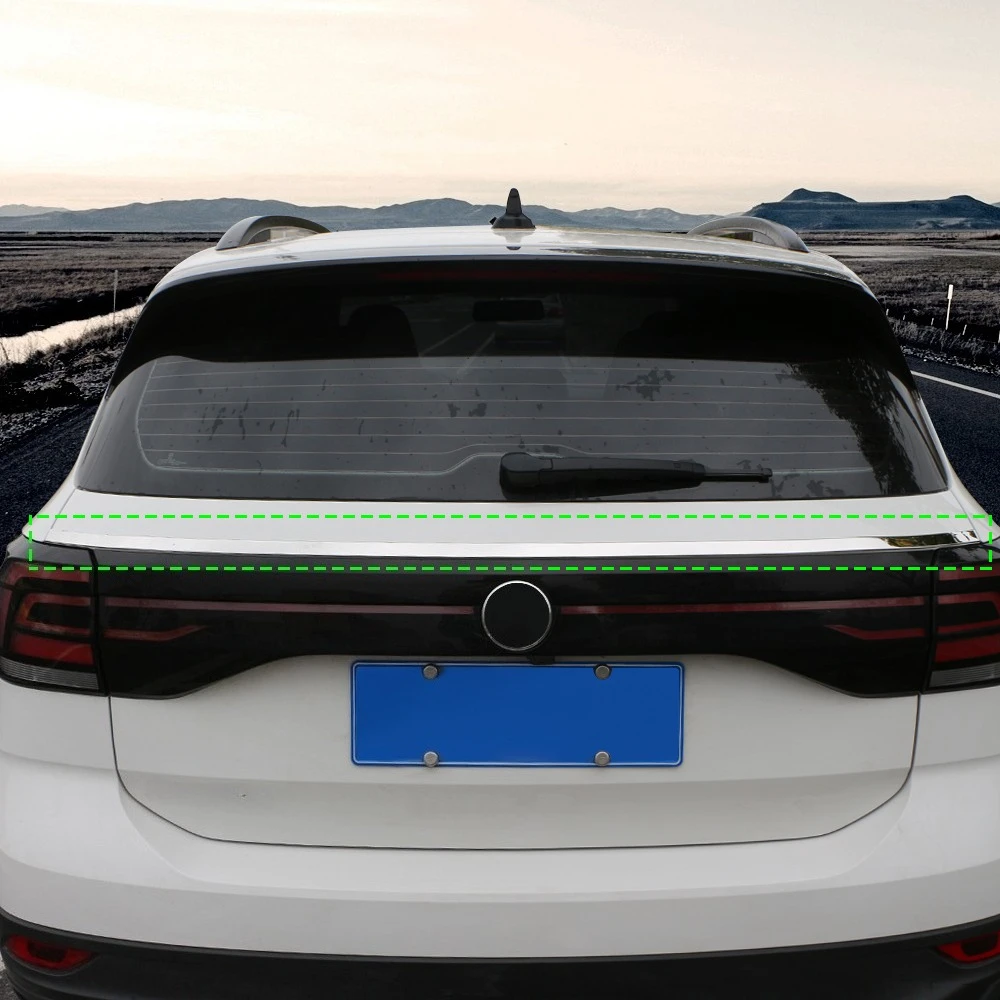 Für Volkswagen VW T-Cross Tcross 2018-2023 Hinten Stamm Trim Heckklappe Stoßstange Dekoration Streifen Form Styling zubehör