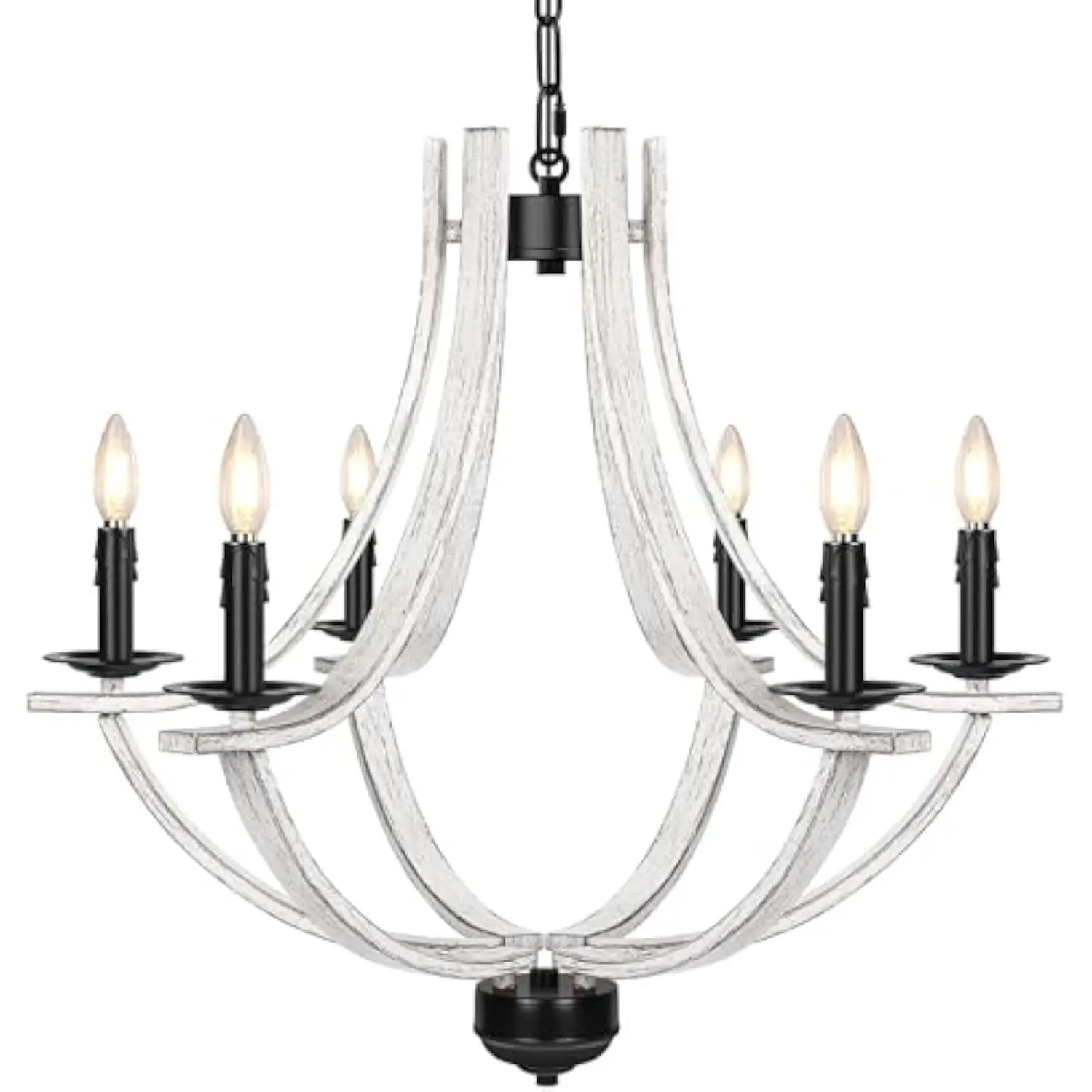

6-Light Farmhouse Chandelier, 23’’-70’’ Adjustable Dining Room Light Fixture, Retro Metal Kitchen Island Lighting, E12 Candle P