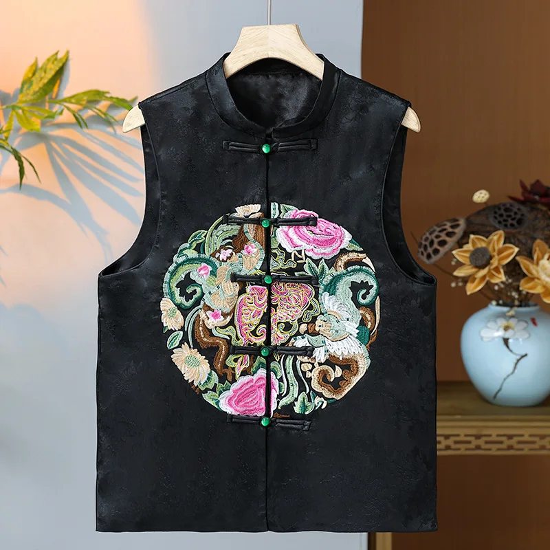 Women's Tang Top Temperament Tank Tops Retro Embroidered Chinese Style Vintage Button Vest Loose Casual Oversize 5XL Camisole