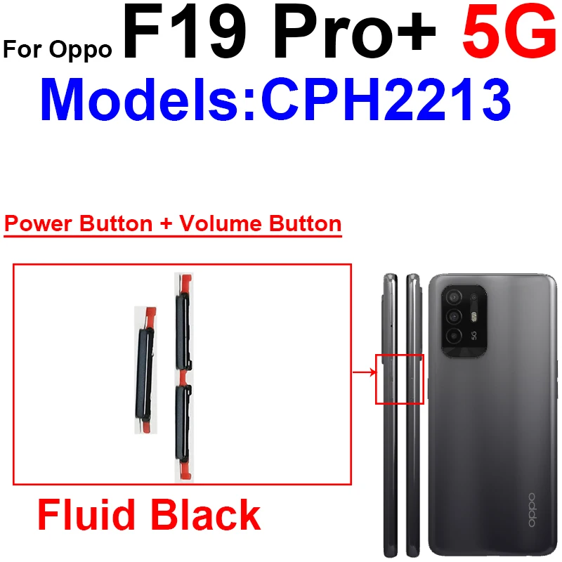 Power Volume ButtonsFor OPPO F19 F19S F19 Pro Plus 5G ON OFF Power Volume Up Down Side Button Keys Flex Cable Replacement Parts