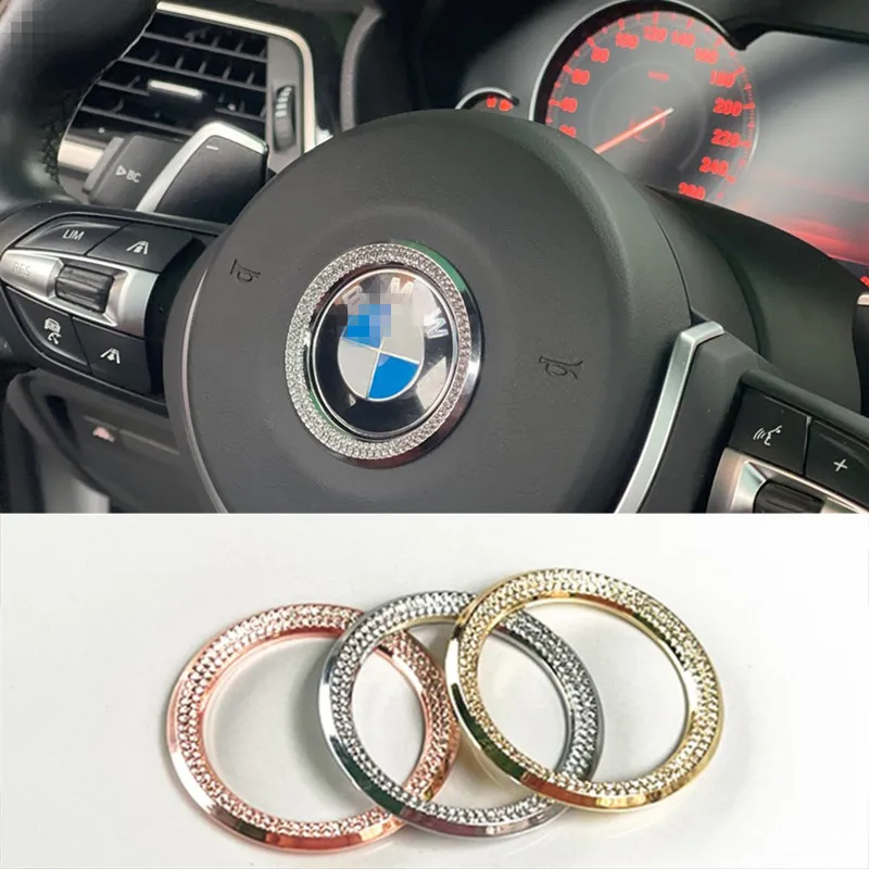 Diamond Rhinestone Crystal Car Styling Ring Steering Wheel Circle Trim Sticker Fit For BMW X3 X5 X6 F15 F10 F30 E91 E46 E39 E90