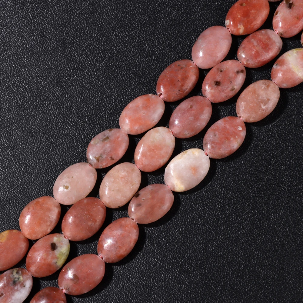 High Quality Flat Oval Shape Stone Beads Natural Tiger Eye Agate Howlite Gem Bead For Jewelry Making Bracelet Necklace DIY Bulk