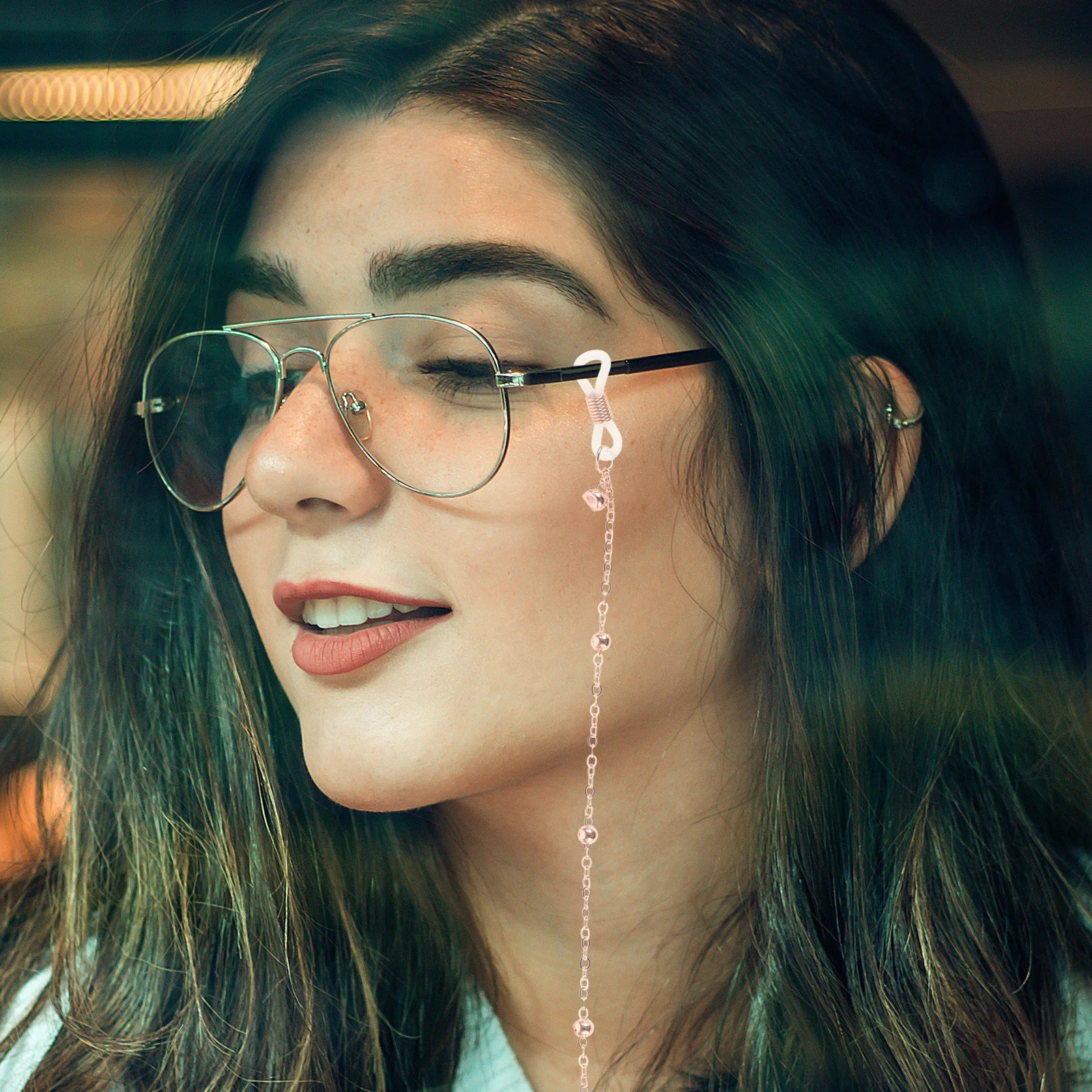 

Eyewear Retainer Rose Gold Alloy Eyeglass Chain Charming Strap for Preventing Glasses Falling Reading Sunglasses