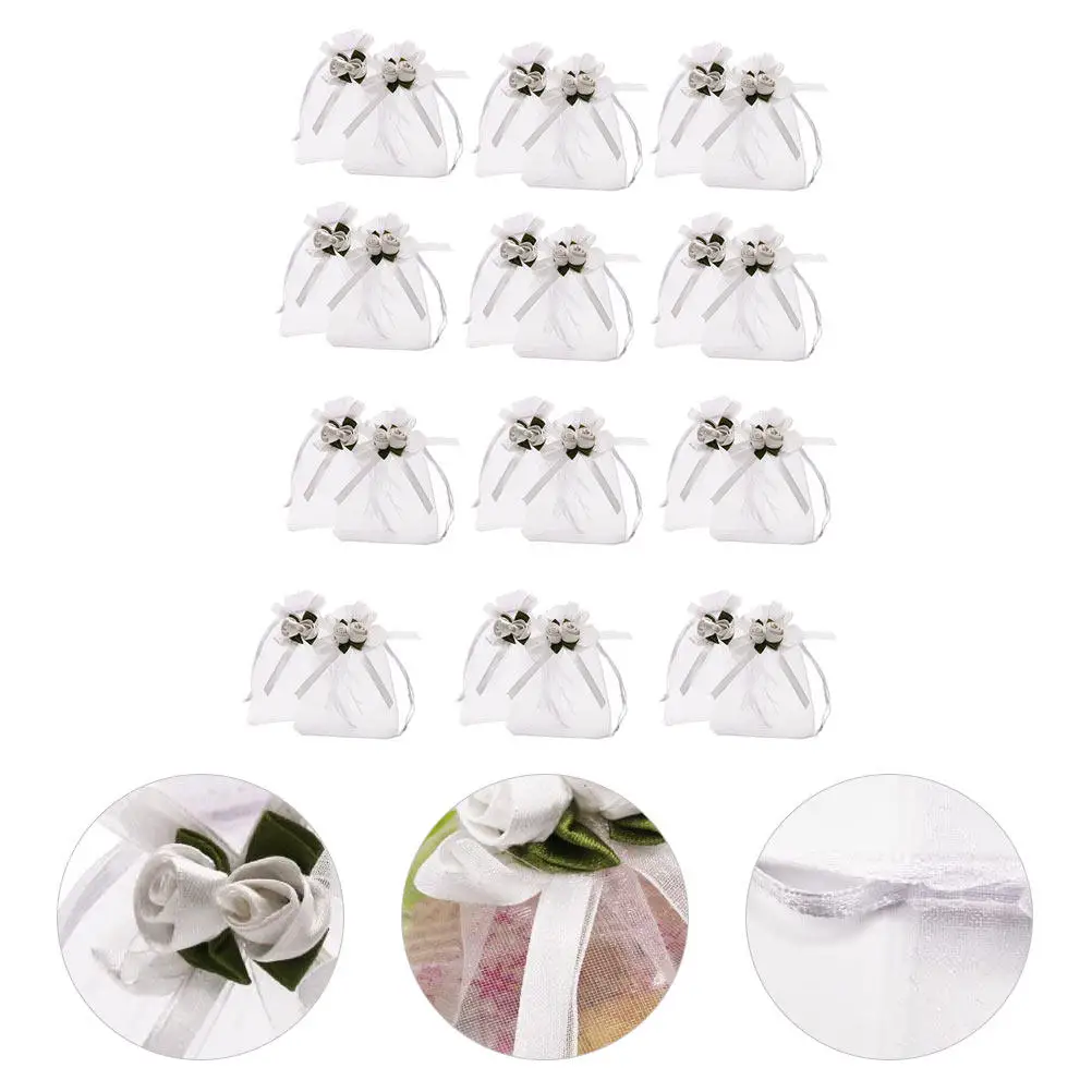 50Pcs Organza Gift Bags Rose Jewelry Pouches Drawstring Wedding Favor Organza Bags Drawstring Gift Bag Jewelry Bag