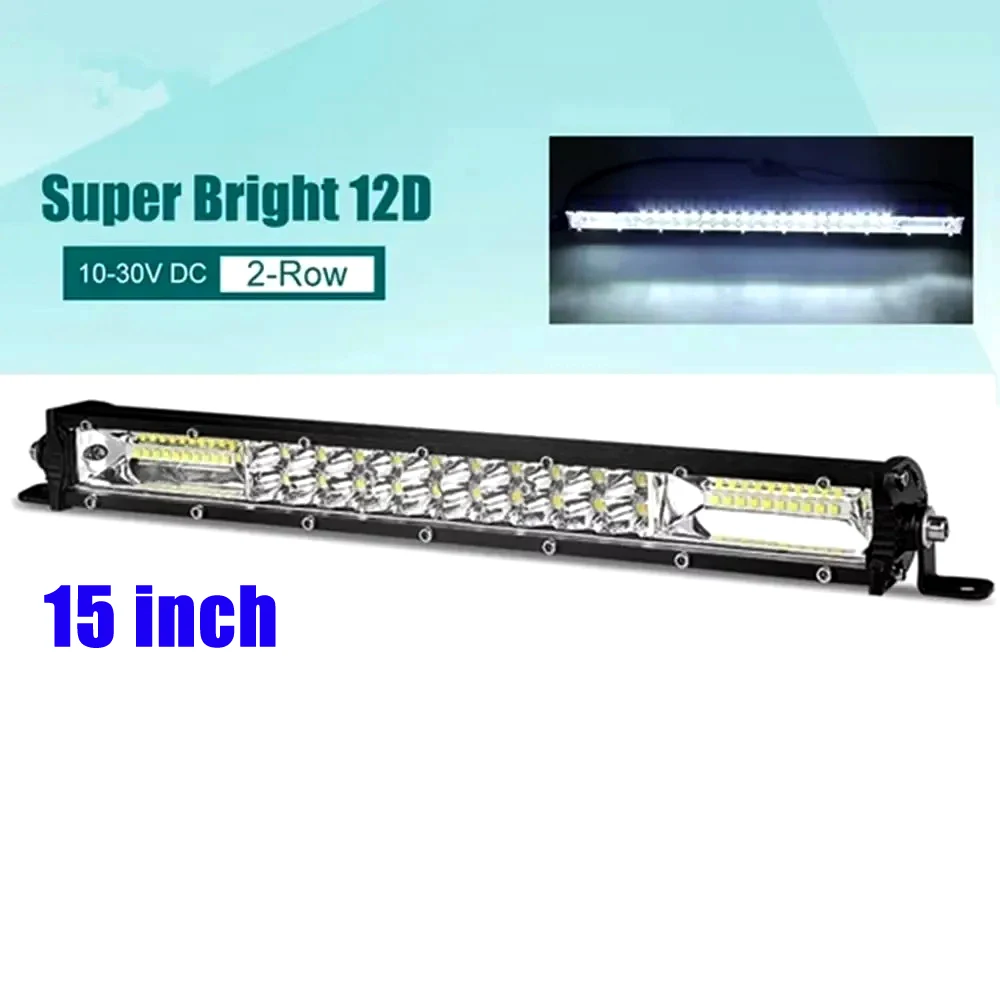 Super Slim 12D 15''20''32 Zoll LED-Lichtleiste Spot Flood 4x4 für ATV Offroad-Einsatz LED-Arbeitsscheinwerfer Doppelreihig 12V 24V für 4x4 Jeep SUV AUTO PKW LKW Traktor