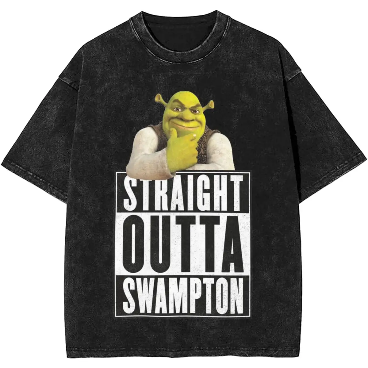 Printed Shreks Straight Outta Swampton Shirt Merch Men Women Funny Washed Tees Harajuku T-shirts