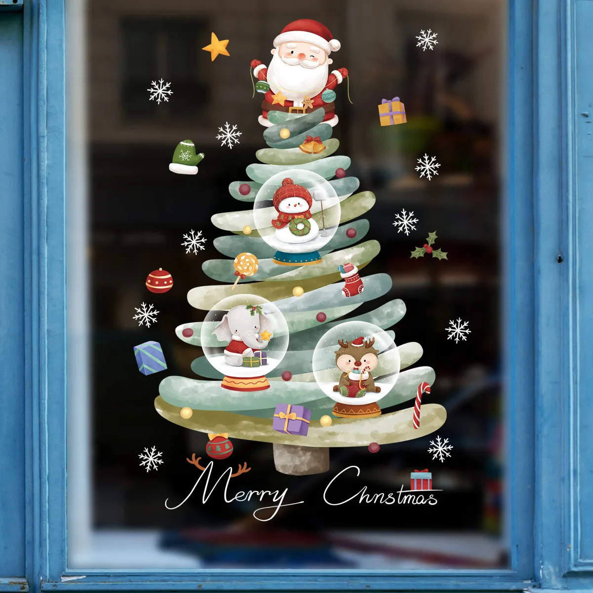 Santa Snowman Christmas Window Stickers Wall Decals New Year 2025 Christmas Home Decor Merry Christmas Xmas Decorations Gifts