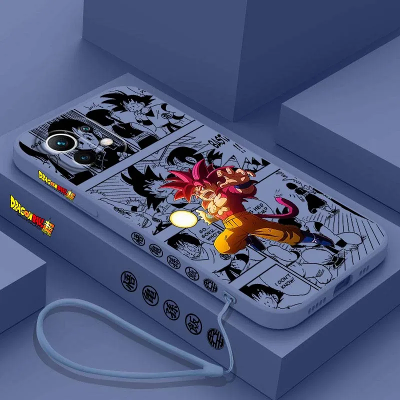 D-Dragon Ball Saiyan Son Goku Art For Xiaomi Mi 17 15 14 13 12 11 9 13T 12T Lite Pro Max 5G Liquid Left Rope Phone case Cover